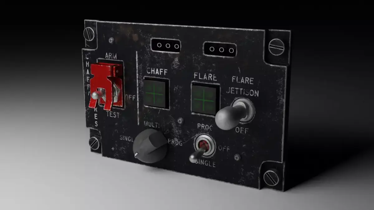F16 CMDS CHAFF and FLARE Panel 3D model