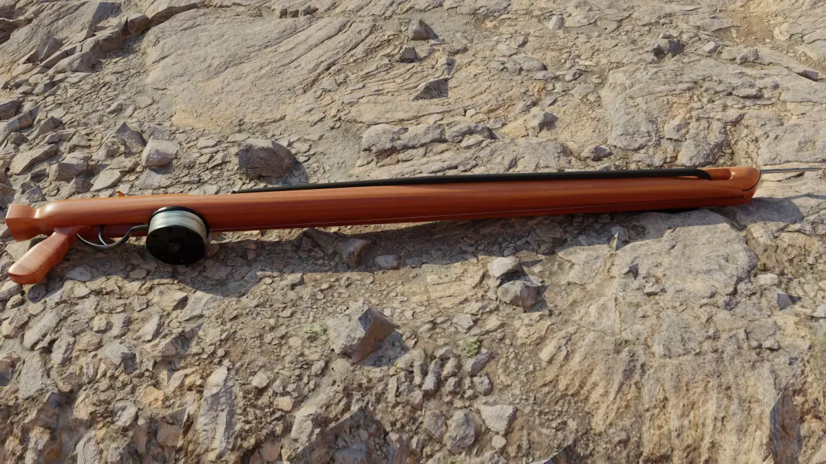 Speargun for spearfishing wood 3D model Low-poly  Low-poly 3D model