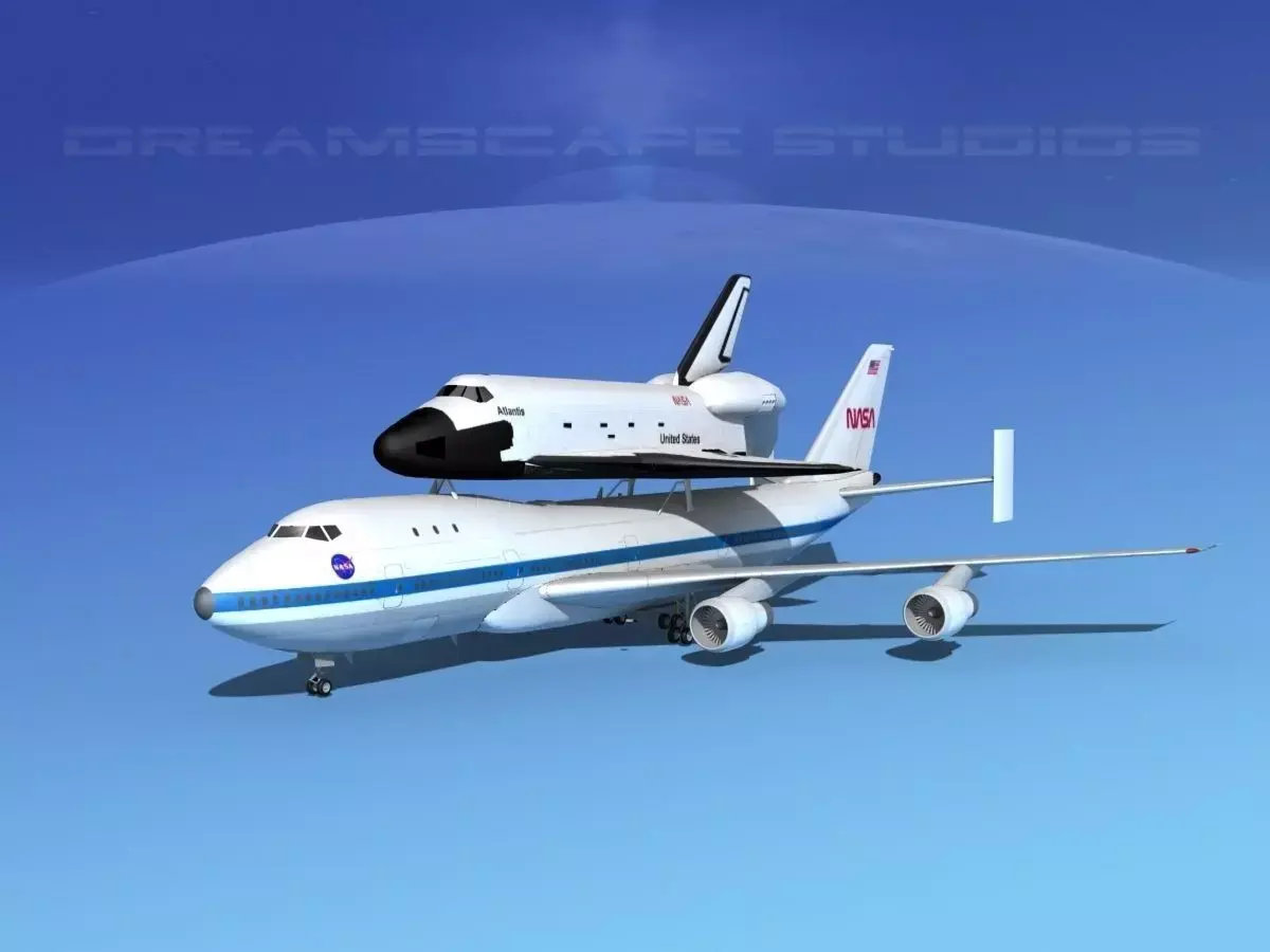 STS Shuttle Atlantis Transport LP 1-2 747 3D model