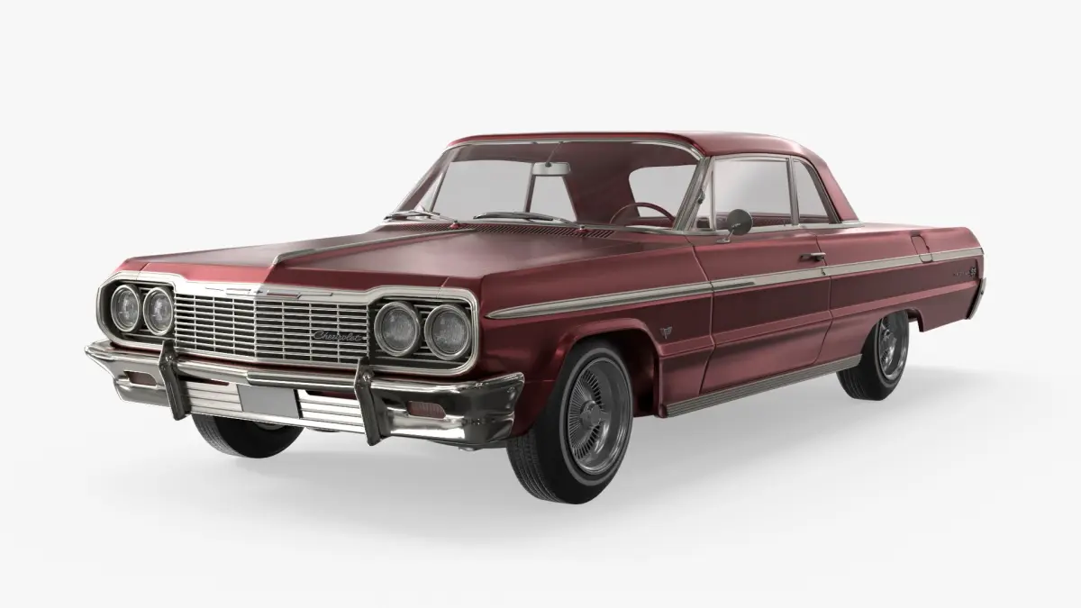Classic Show Car Chevrolet Impala Lowrider 1964 Red Simplified 3D model
