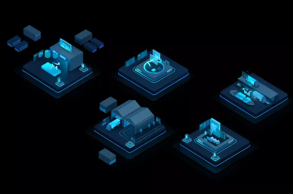 Modular Smart System Visualization Scene 3D model
