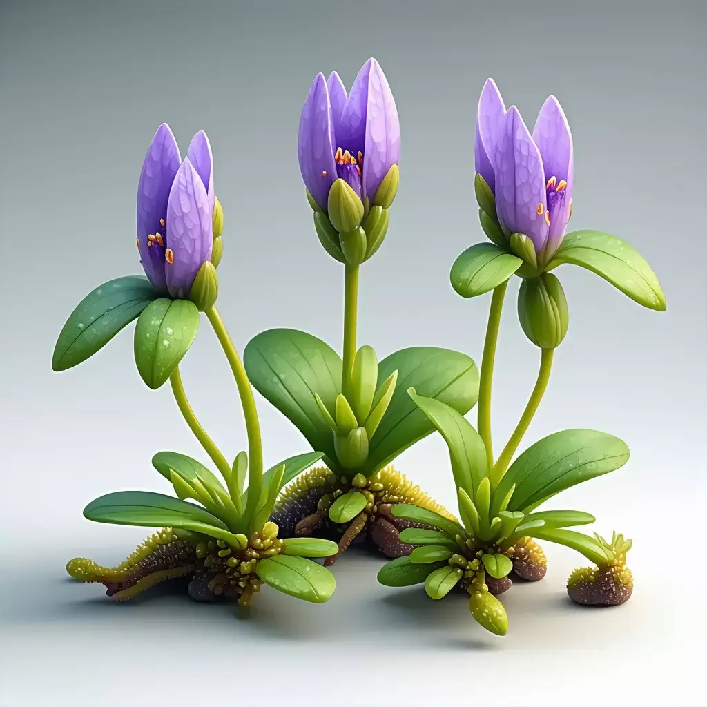 Stylized Alien Flower Cluster 3D Model Low-poly 3D model