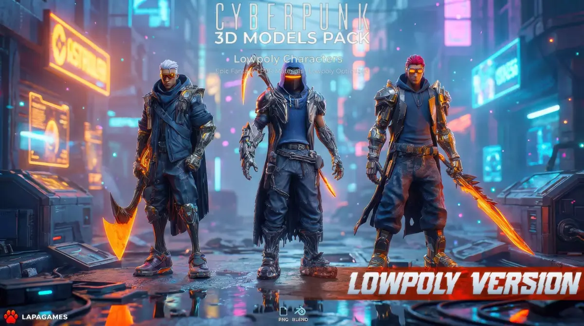 Cyberpunk Blade Enforcers LowPoly Low-poly 3D model