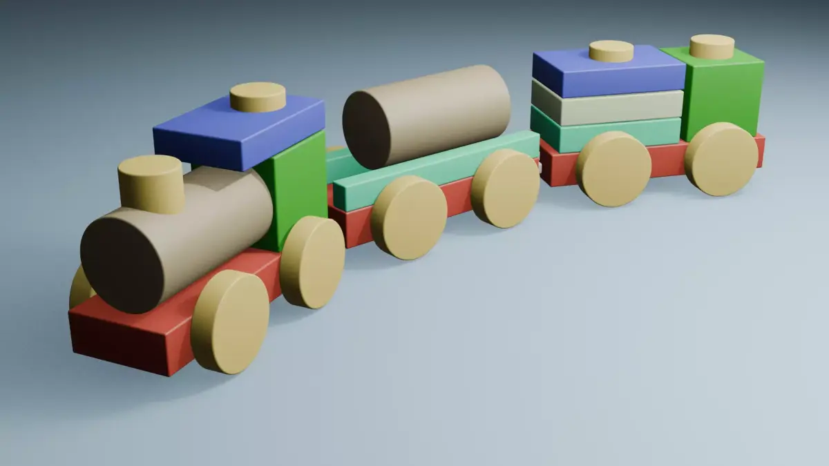 Colorful Toy Train Model Free low-poly 3D model