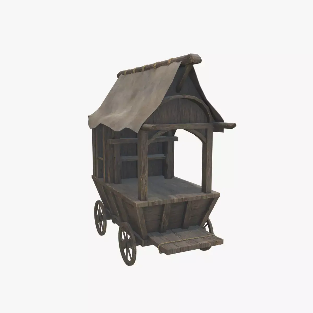 Medieval Cart V05 Low-poly 3D model