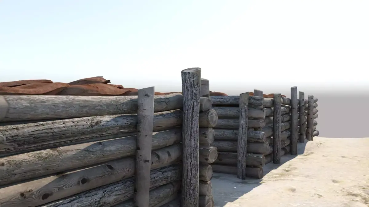 Trenches 3D model wall with hole in it 3D model