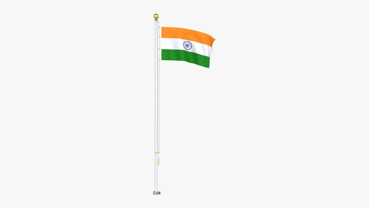 India Flag Stand Pole Animated 3D model