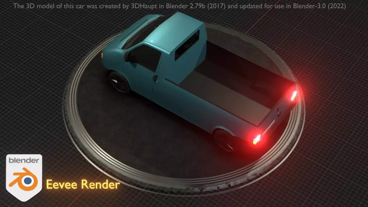 City Car 56 Commercial Pickup 3500 Type-C Blue Low-poly 3D model