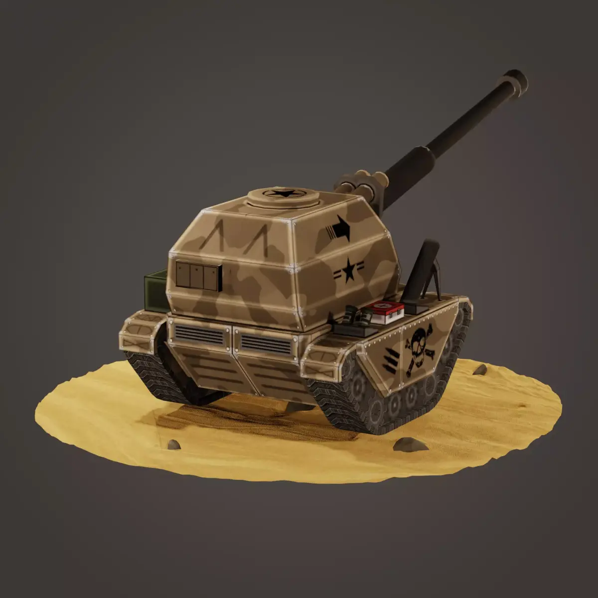 stylized Self-propelled artillery Low-poly 3D model