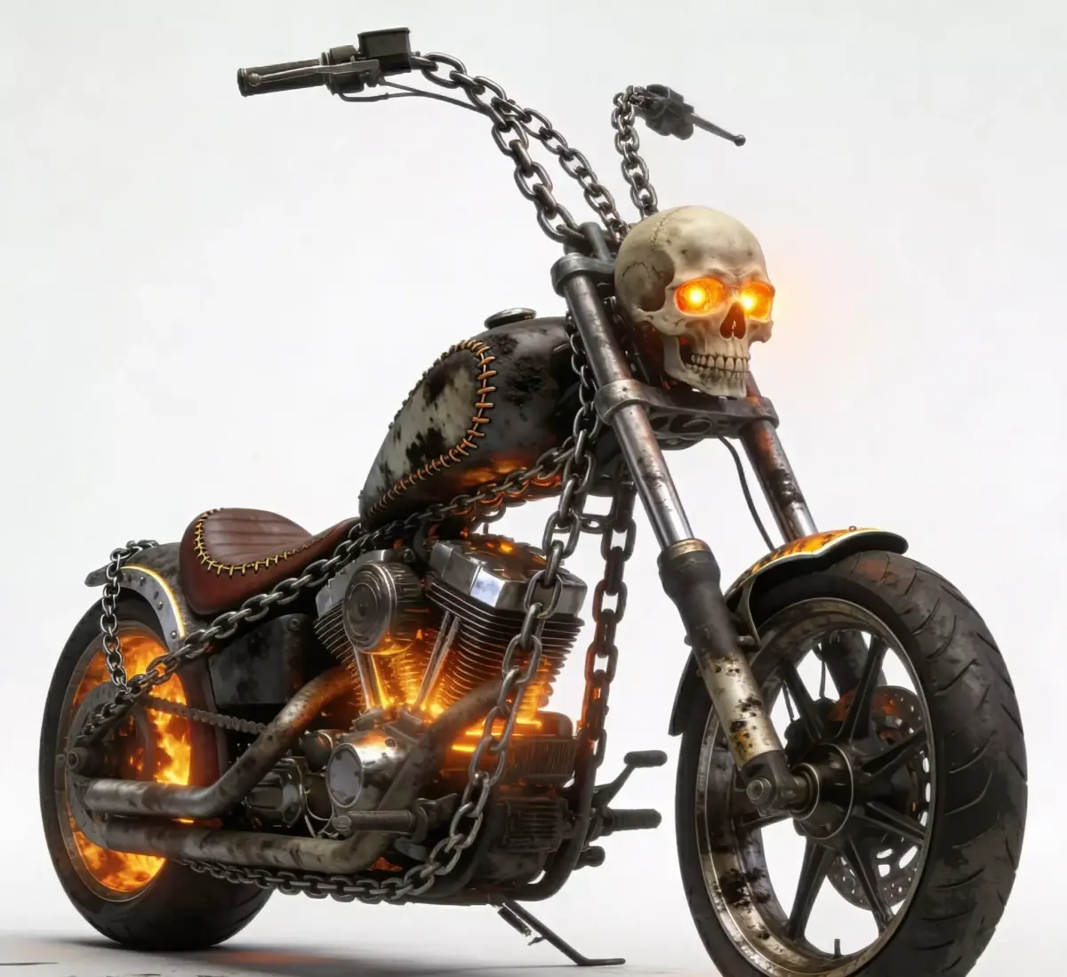 Realistic Ghost Rider Chopper 3D Model 3D Model Low-poly 3D model