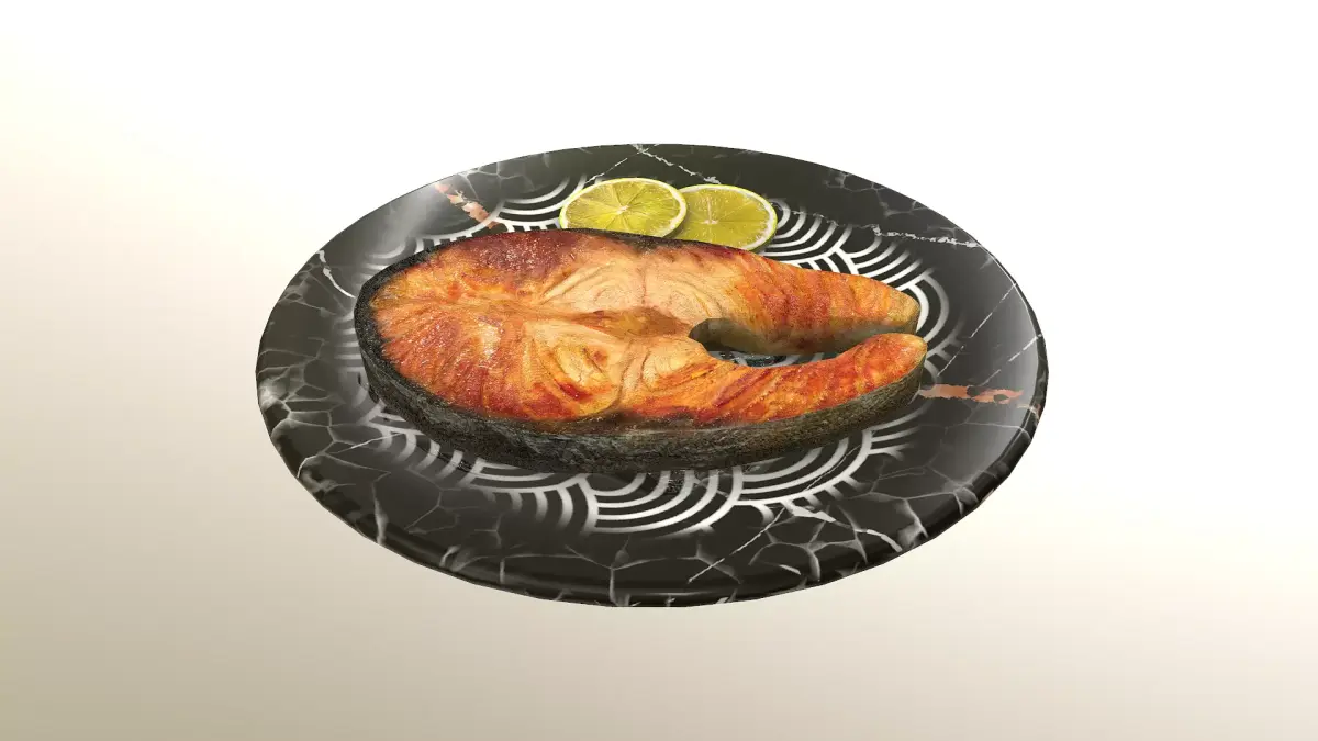 Asia food Grilled Salmon Low-poly 3D model