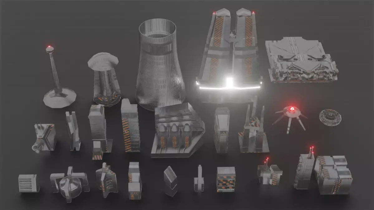 CYBERPUNK BUILDING KIT PACK Free low-poly 3D model