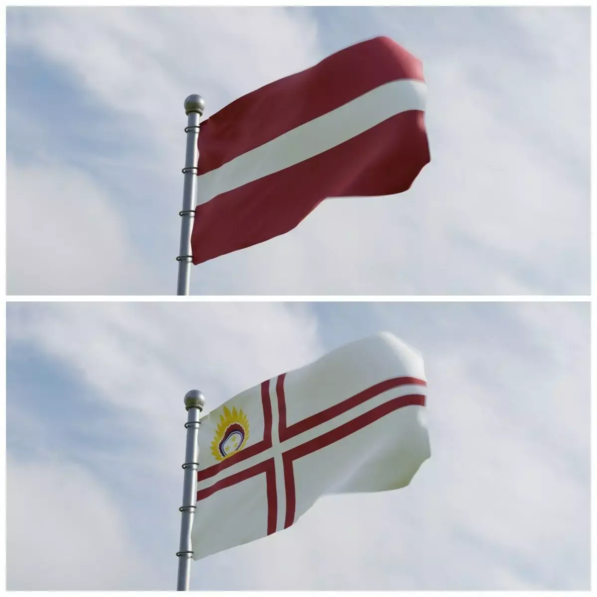 Animated Latvia Flags 3D model