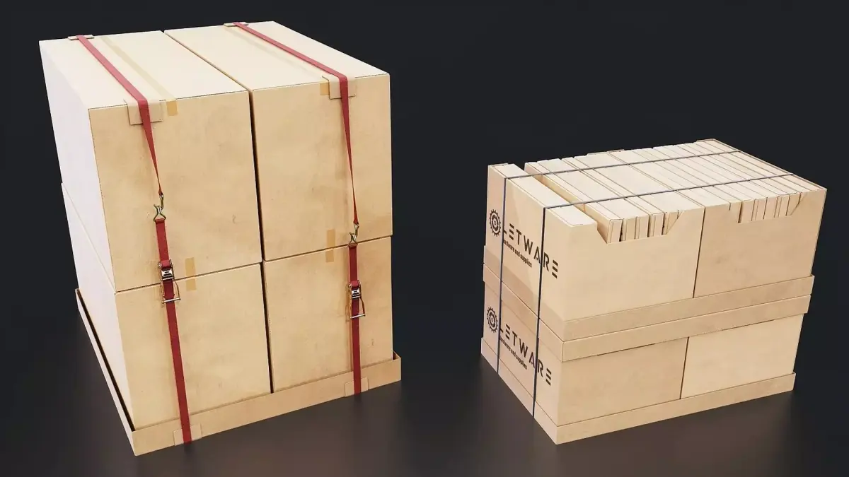 Palletized Cardboard Boxes Low-poly 3D model