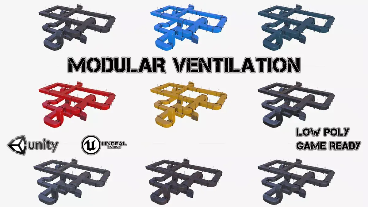 Modular ventilation Low-poly 3D model 5