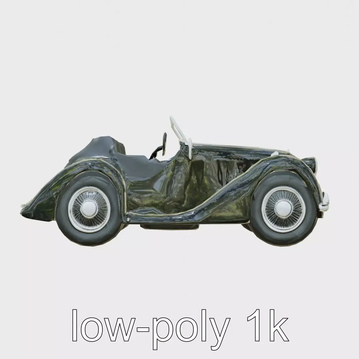 Classic Black Morgan Car with Shiny Finish Low-poly 3D model