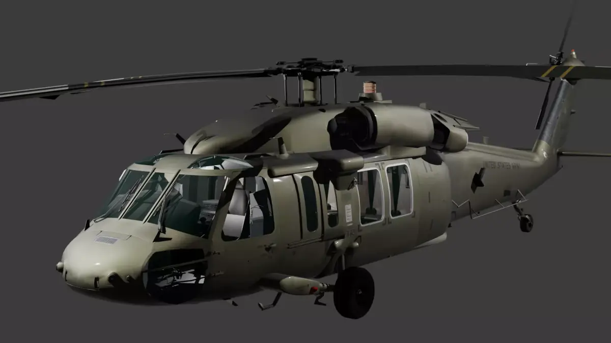 UH60-V Black Hawk FULL INTERIOR Low-poly 3D model