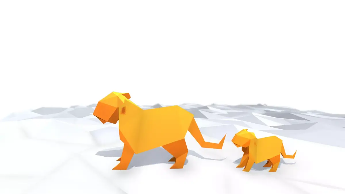 Origami Tiger Low-poly 3D model