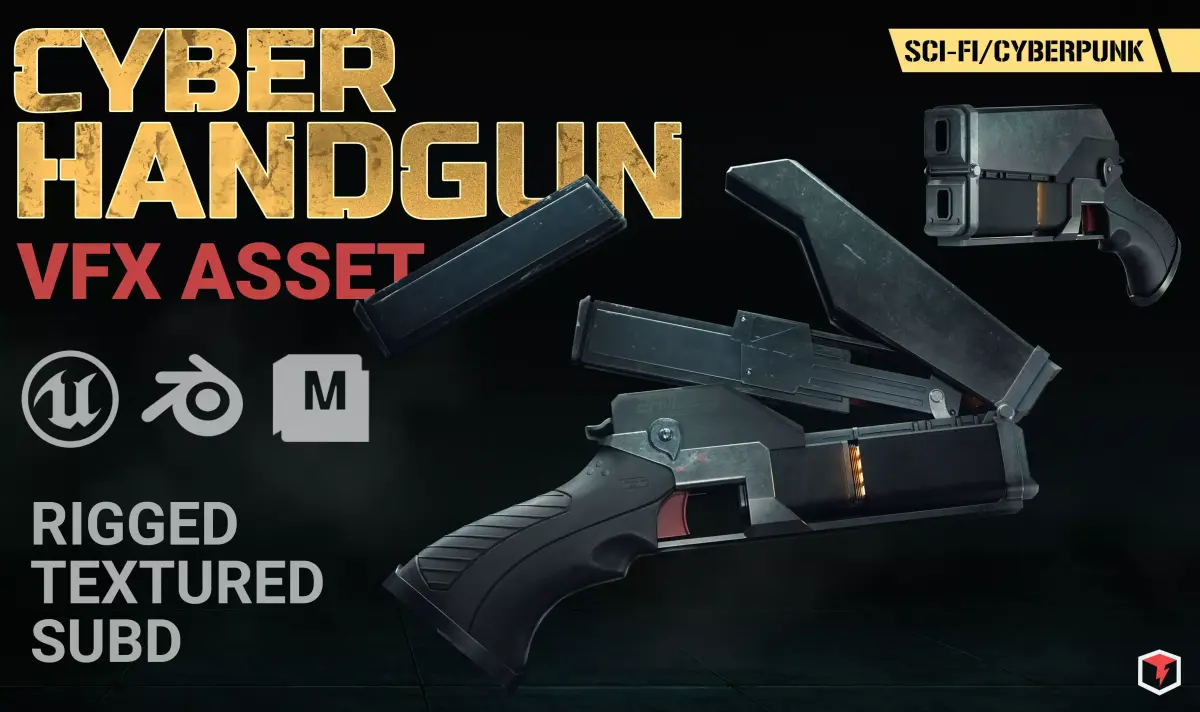 Cyber Handgun VFX Asset 3D model