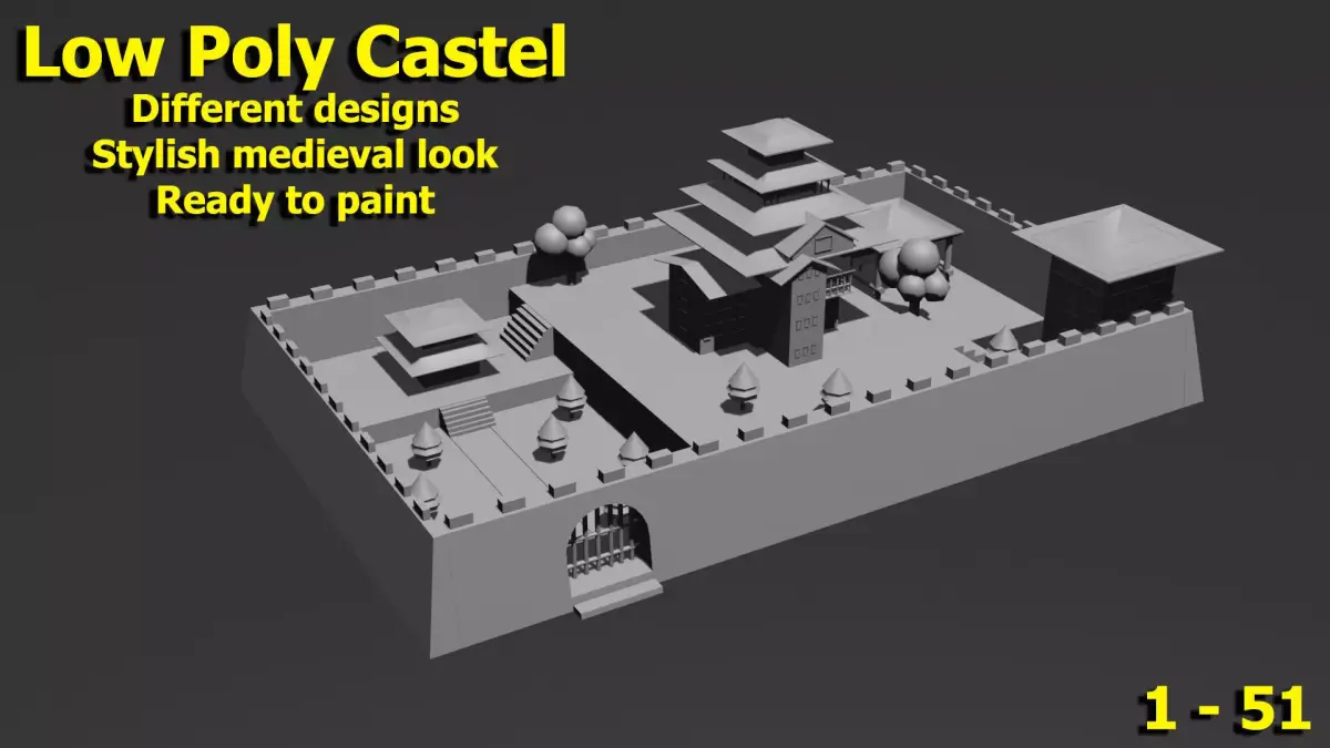 Low Poly Castle 1 building Low-poly 3D model