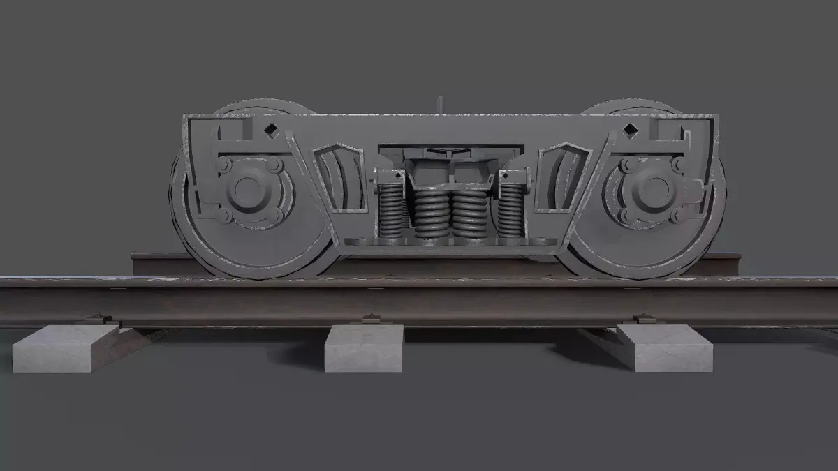 Train Bogie 18 Low-poly 3D model