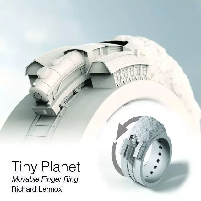 Tiny Planet Movable Finger Ring Contest Entry 3D print model