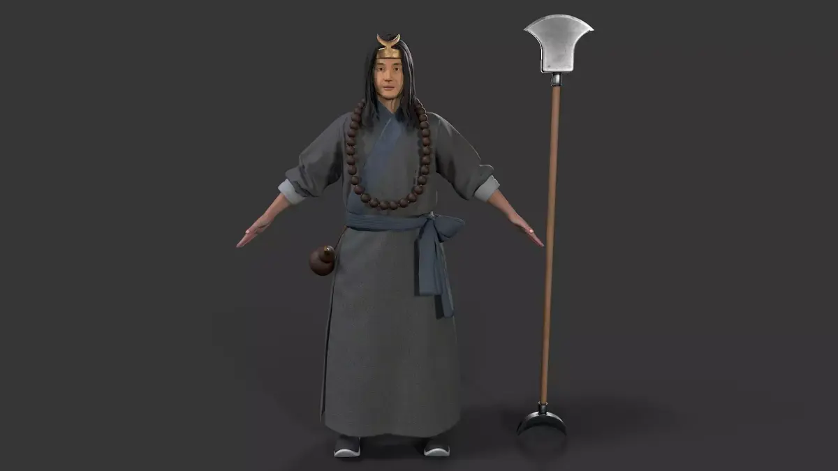 ancient chinese warrior character Low-poly 3D model