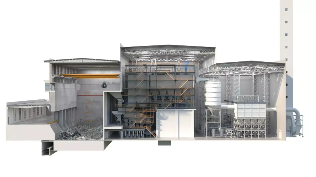 waste incineration plant 3D model