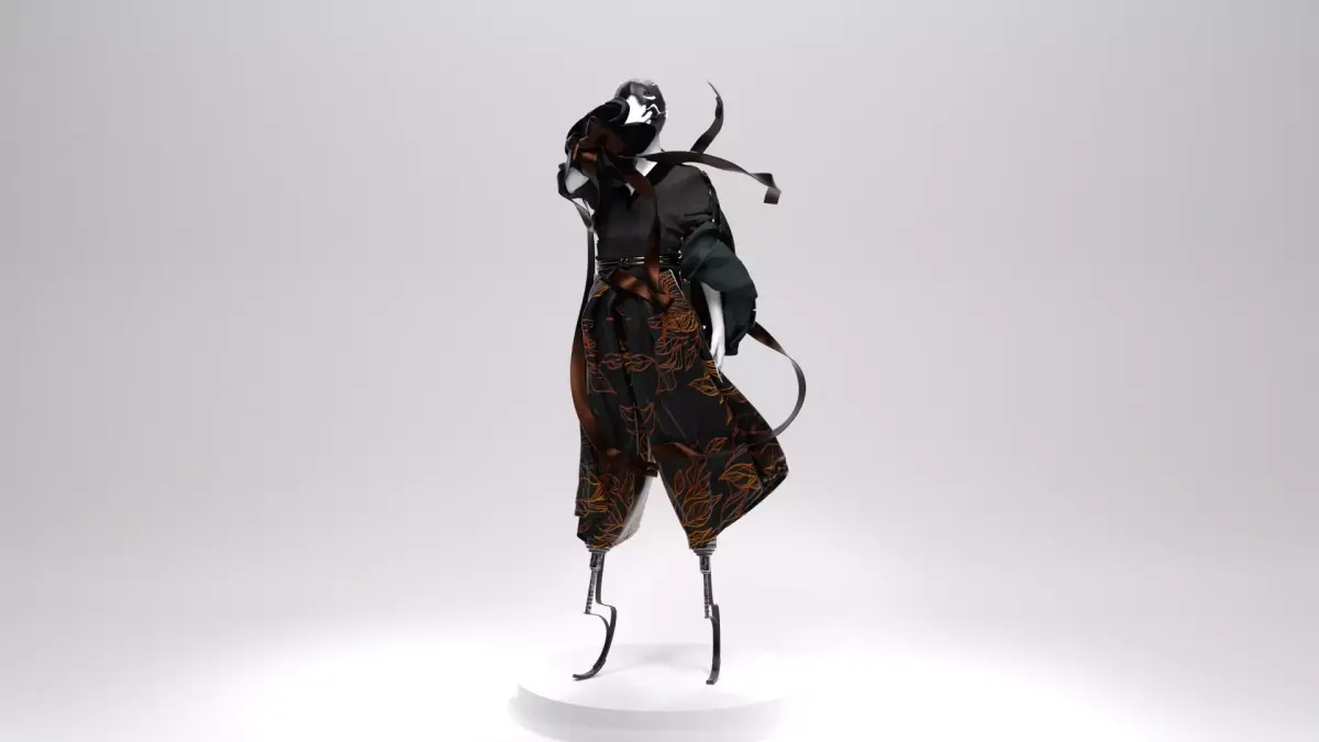 Kimono Woman Low-poly 3D model