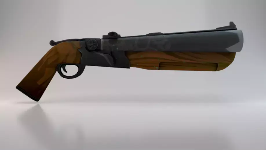 Double Barrel Shotgun  Low-poly 3D model