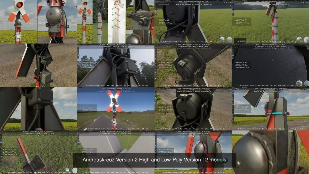 Andreaskreuz Version 2 High and Low-Poly Version 3D Model Pack