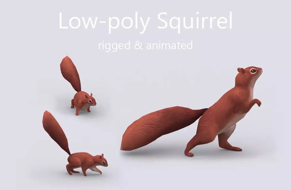 rigged  animated squirrel chipmunk  chippy  Low-poly 3D model