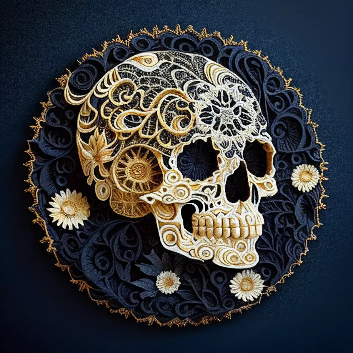 skull embroidered patch sticker Texture