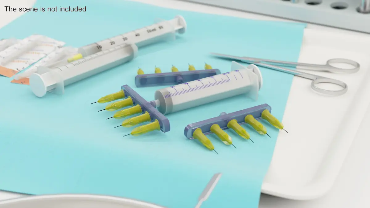 Multi Injector 5 Needles Straight Yellow 3D model