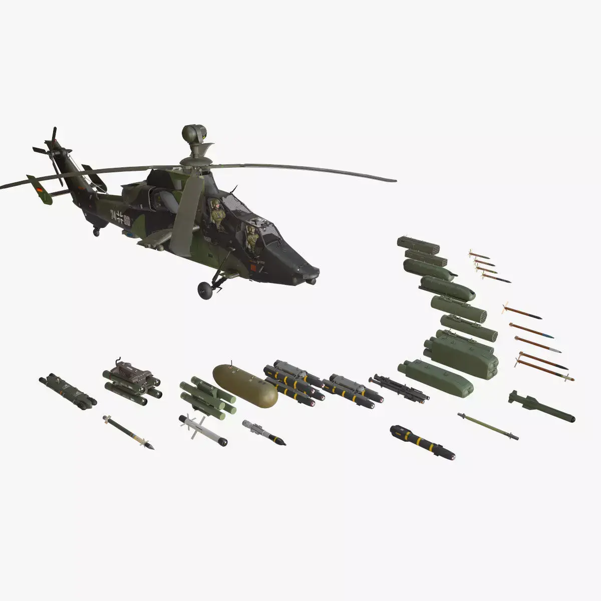 EC-665 Tiger UHT Germany Complex Animation Low-poly 3D model