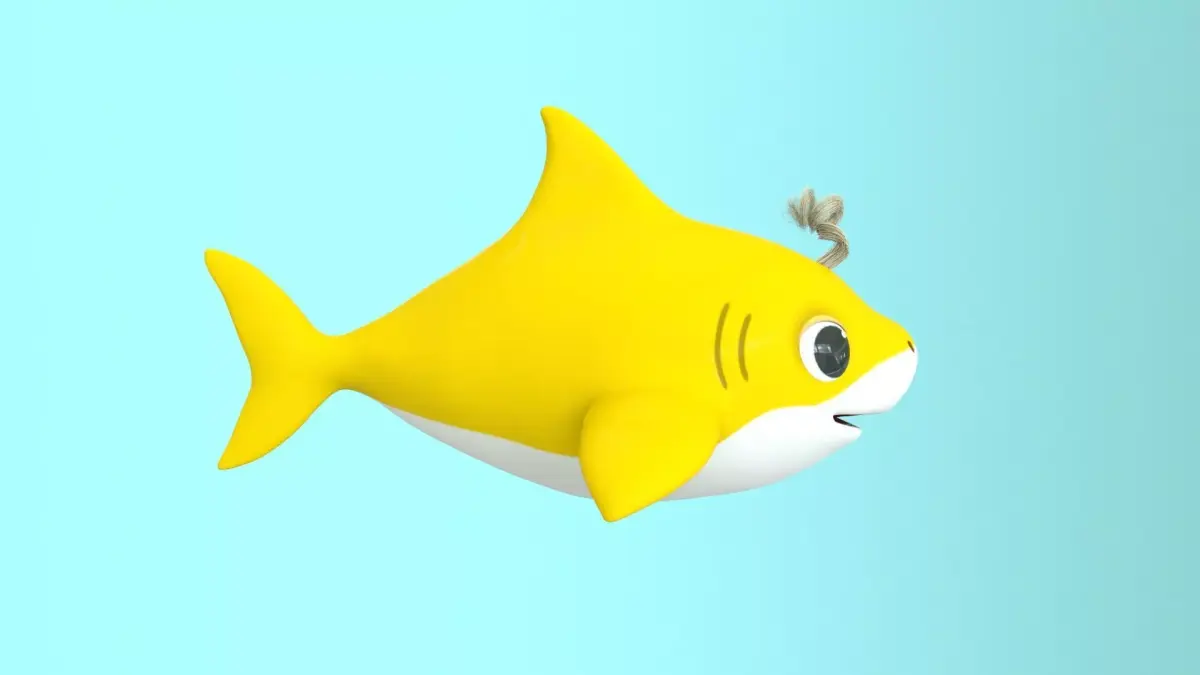 baby shark cartoon character Low-poly 3D model