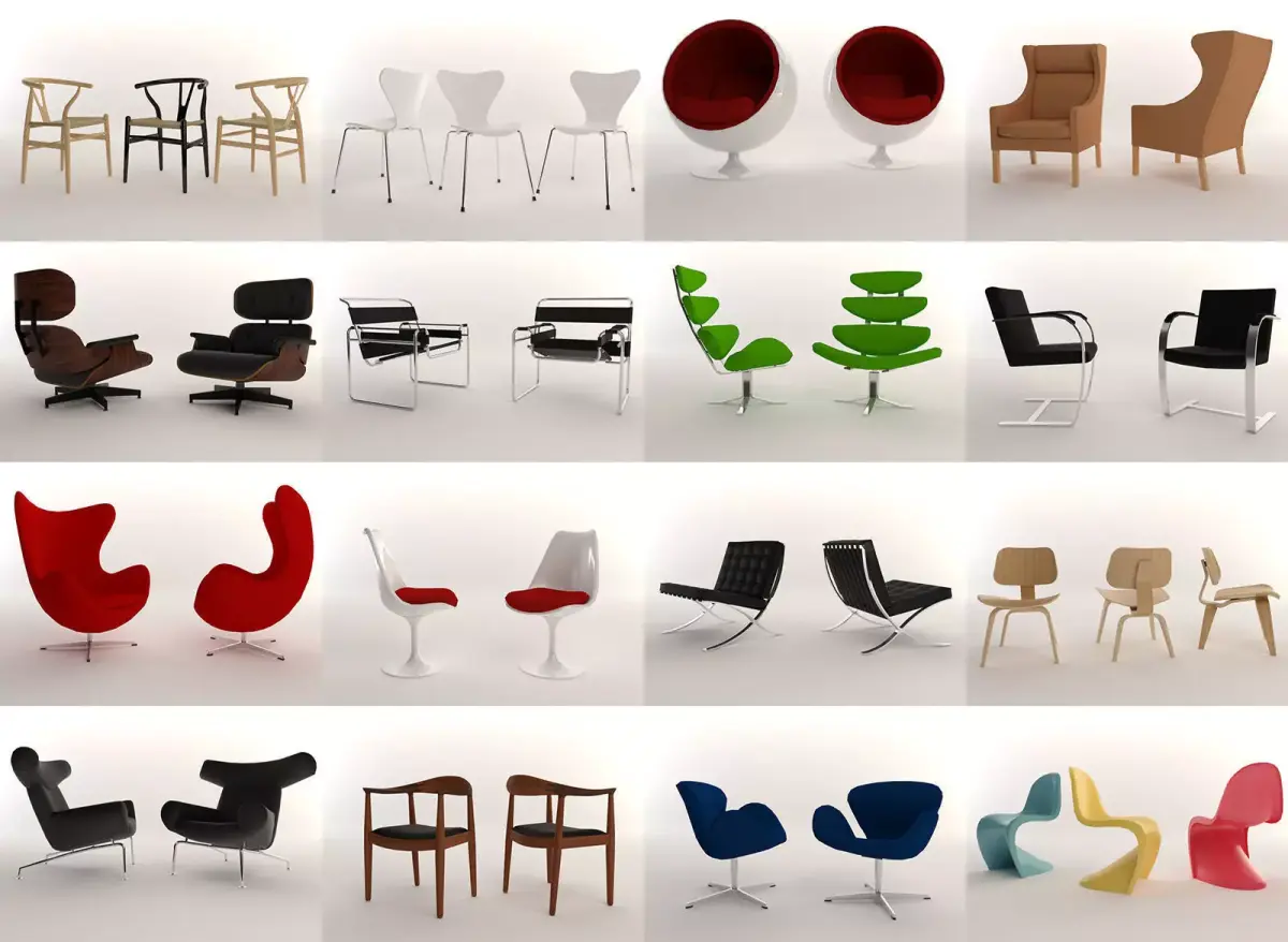 16 Low Poly Design Chairs Low-poly 3D model