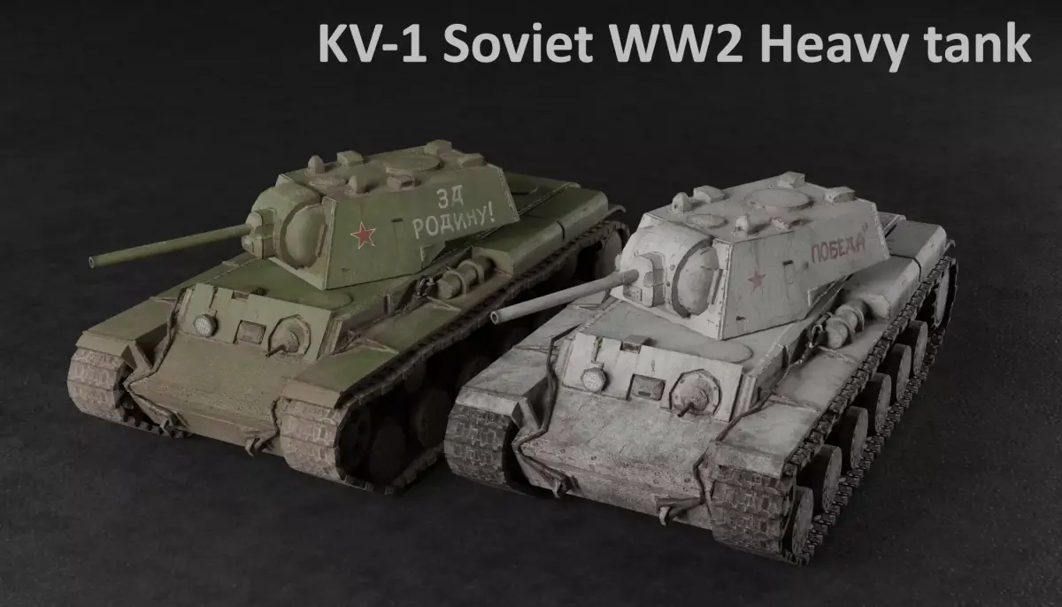 KV-1 Soviet WW2 Heavy tank Low Poly PBR Low-poly 3D model