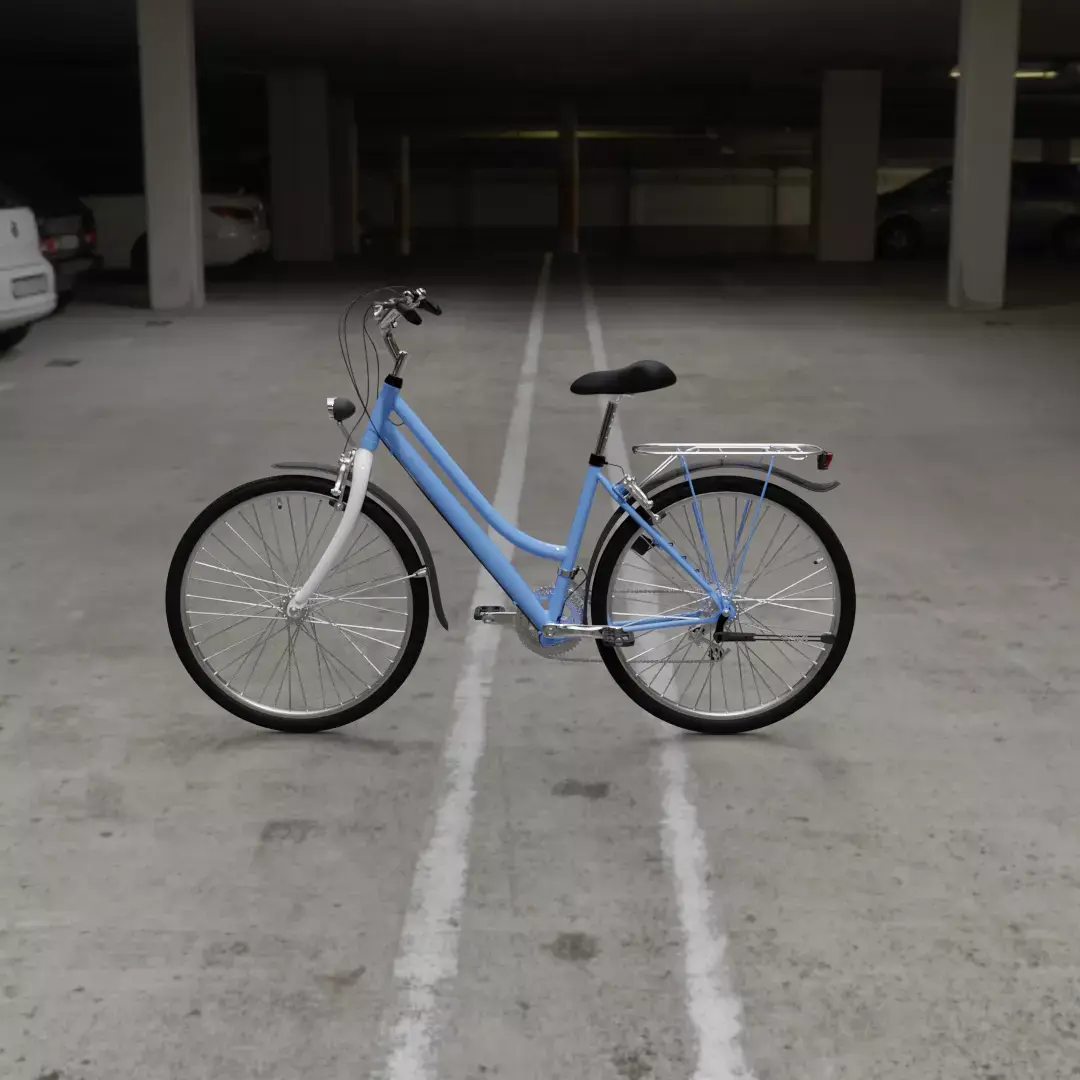 3d bike model bicycle in parking lot Low-poly 3D model