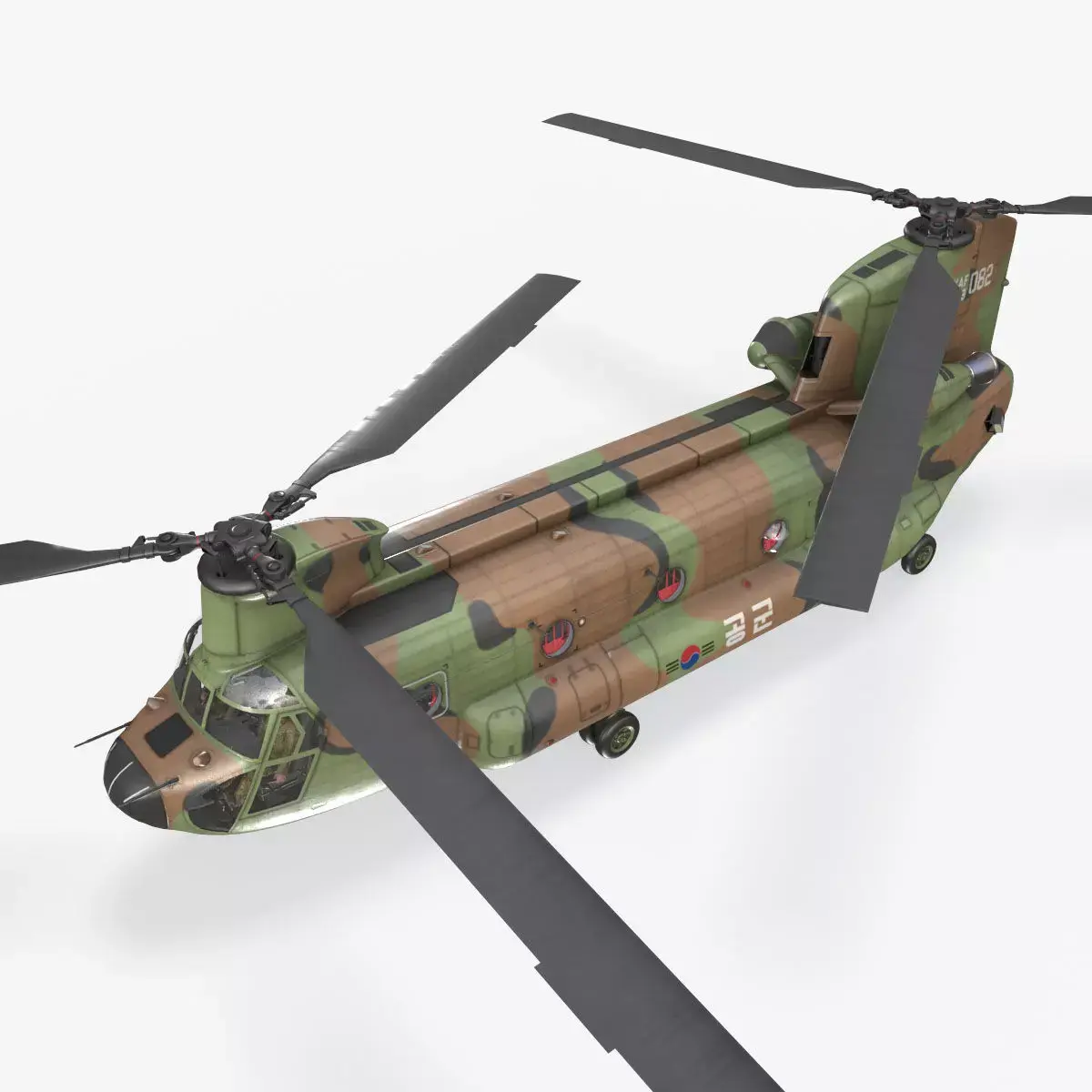 CH-47 Chinook Korean Air Force Complex Animation Low-poly 3D model