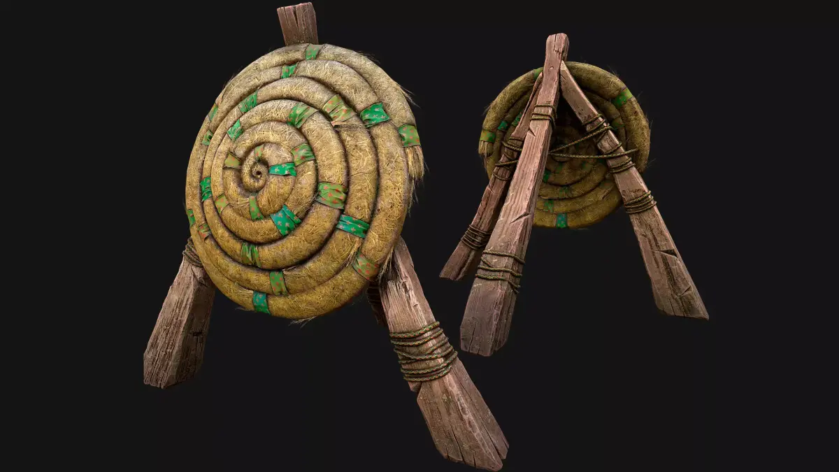 Straw Target Archer Combat Wooden Dummy  Medieval Environment Low-poly 3D model