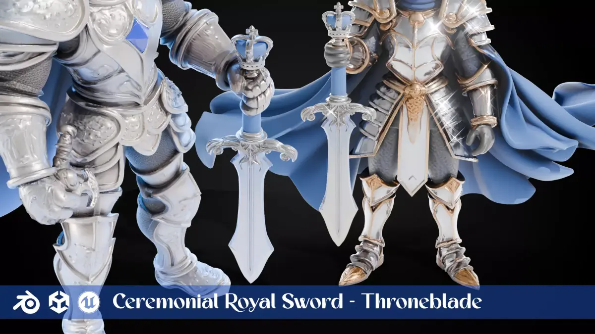 Stylized Sword - Ceremonial Royal Throneblade - Game Ready 3D model