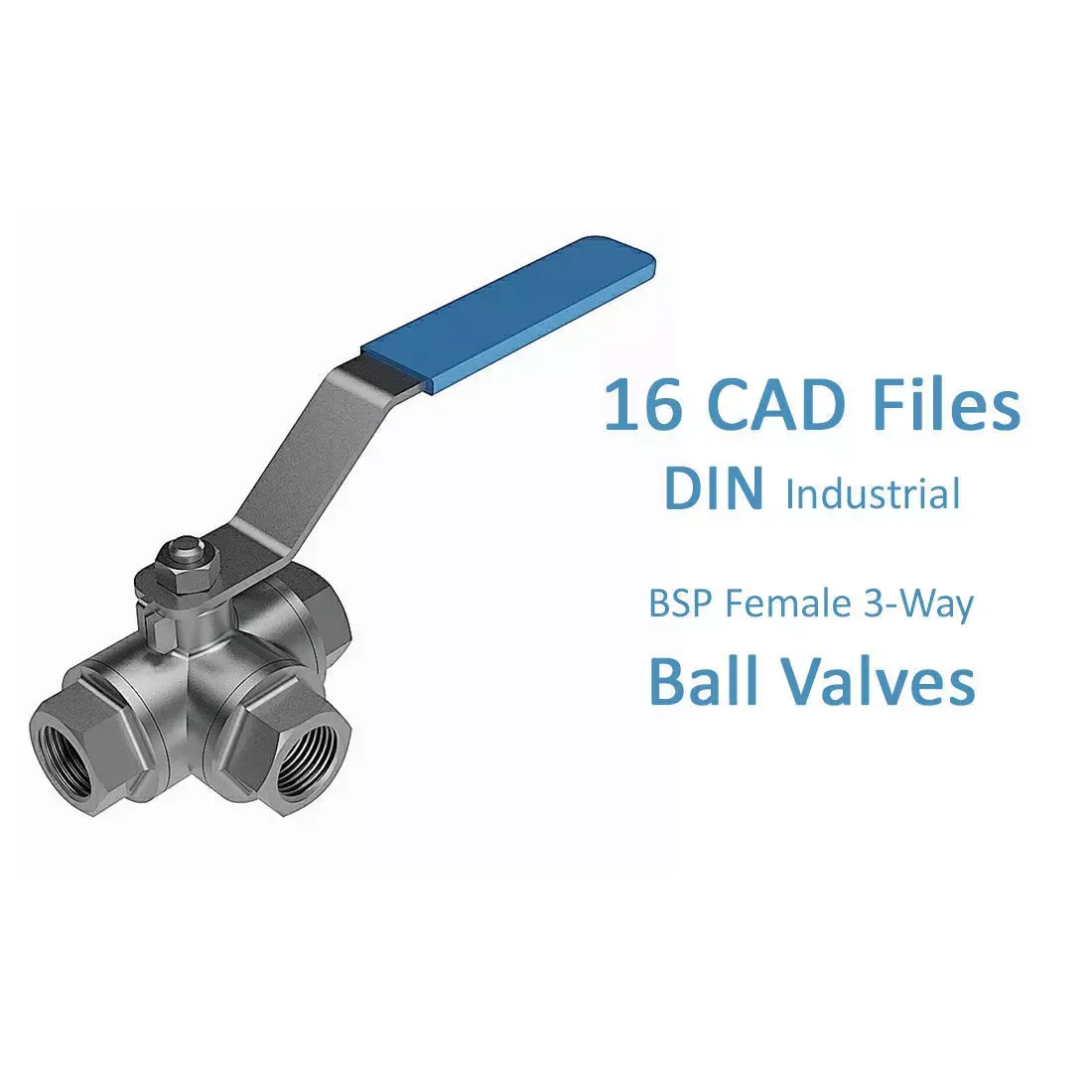 3-Way Ball Valves - BSP Threaded Ends -  3D model