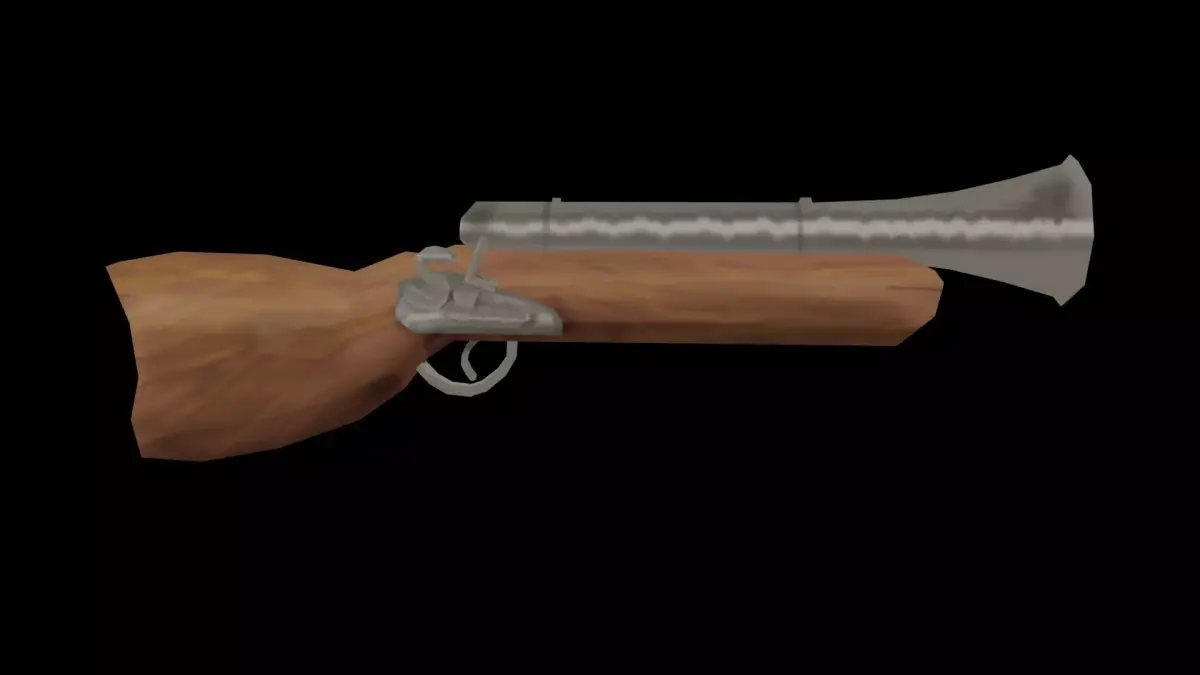 Blunderbuss wooden gun Free low-poly 3D model