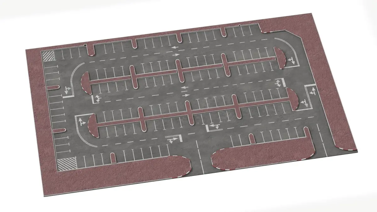 Urban Parking Lot with Directional Markings New 3D model
