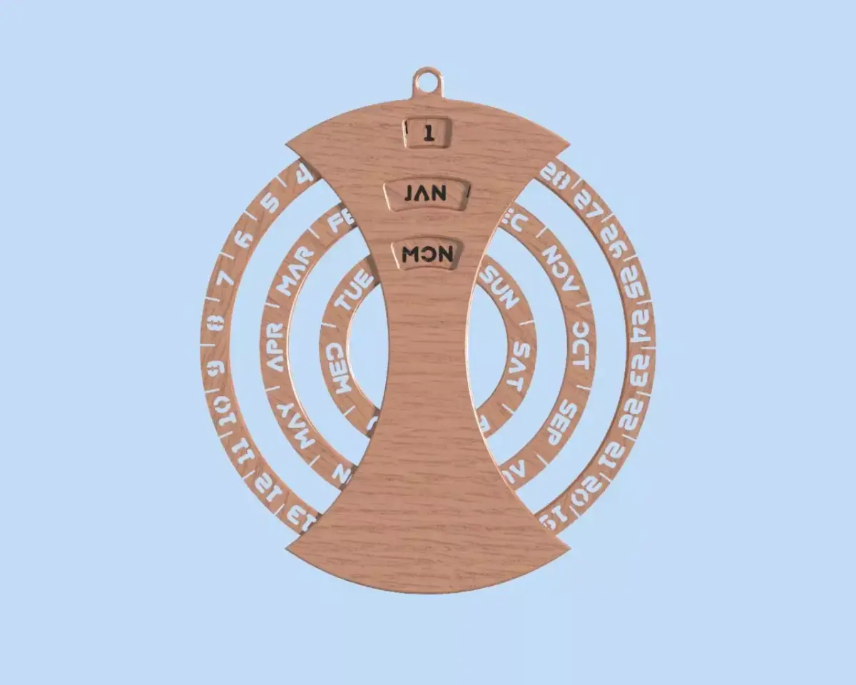 Mechanical timber wall calendar  3D model