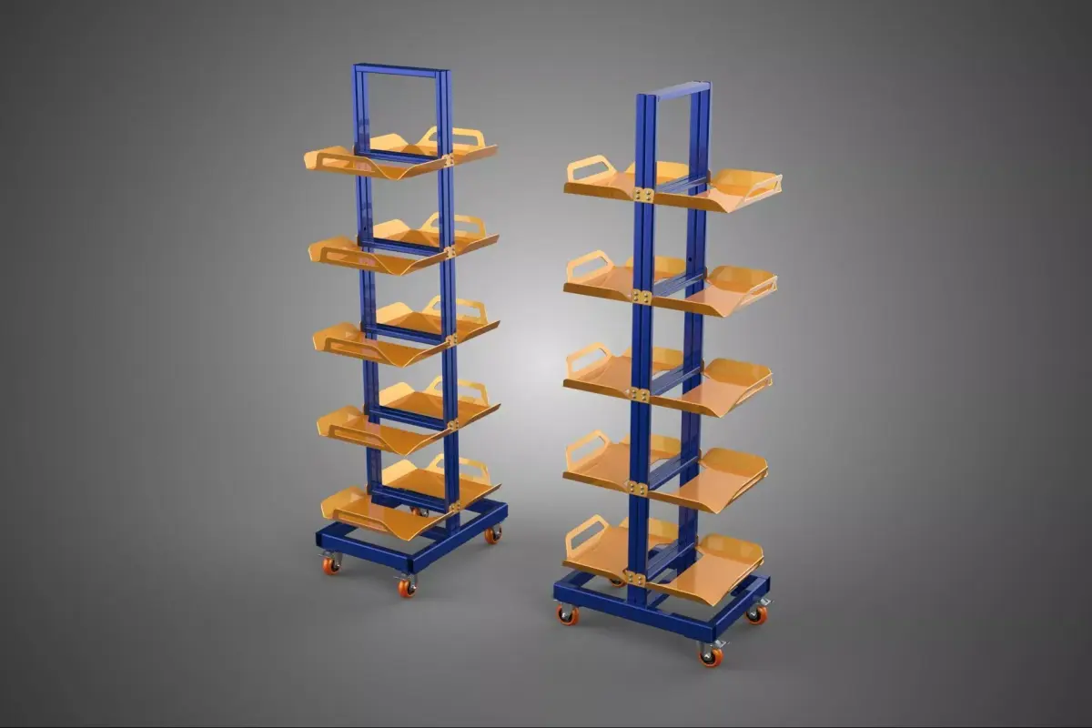 VERTICAL UP SHOP SHELVING STORAGE CART RACK TIERED WHEELS CASTOR 3D model