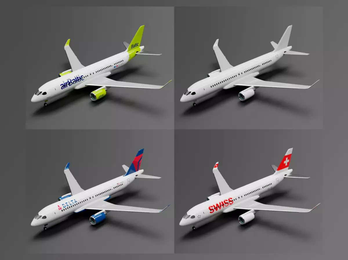 Airbus A220-300 Liveries 3D Model Collection