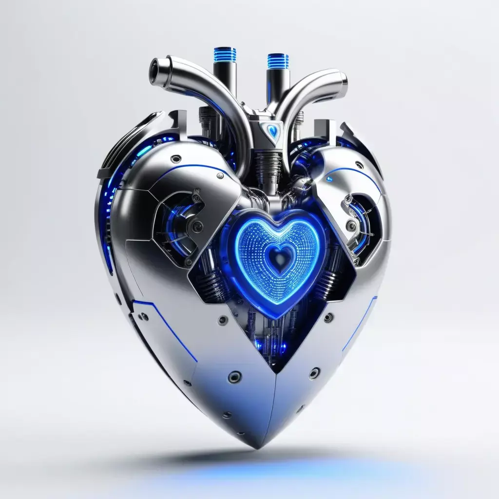 Cybernetic Heart with Blue LEDs 3D model