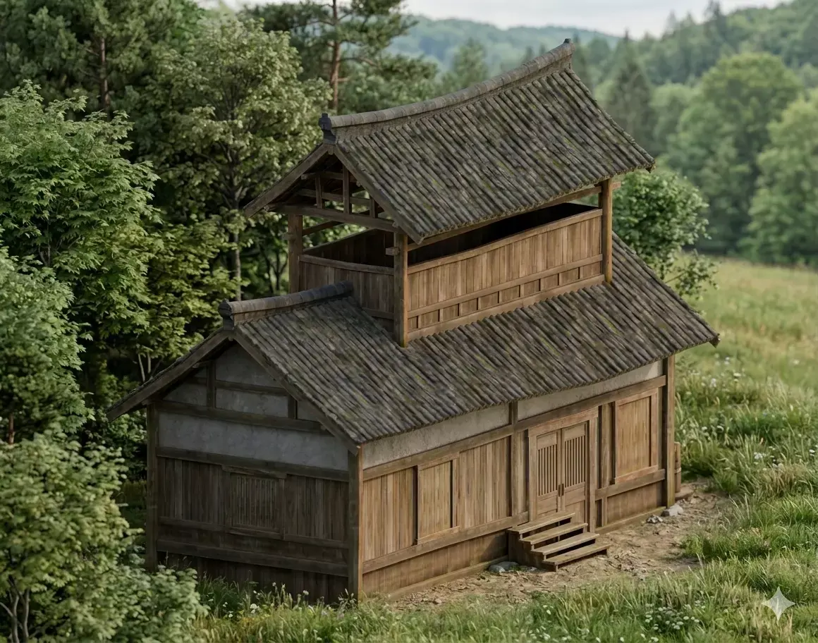 Traditional Japanese Wooden House - 3D Model Low-poly 3D model